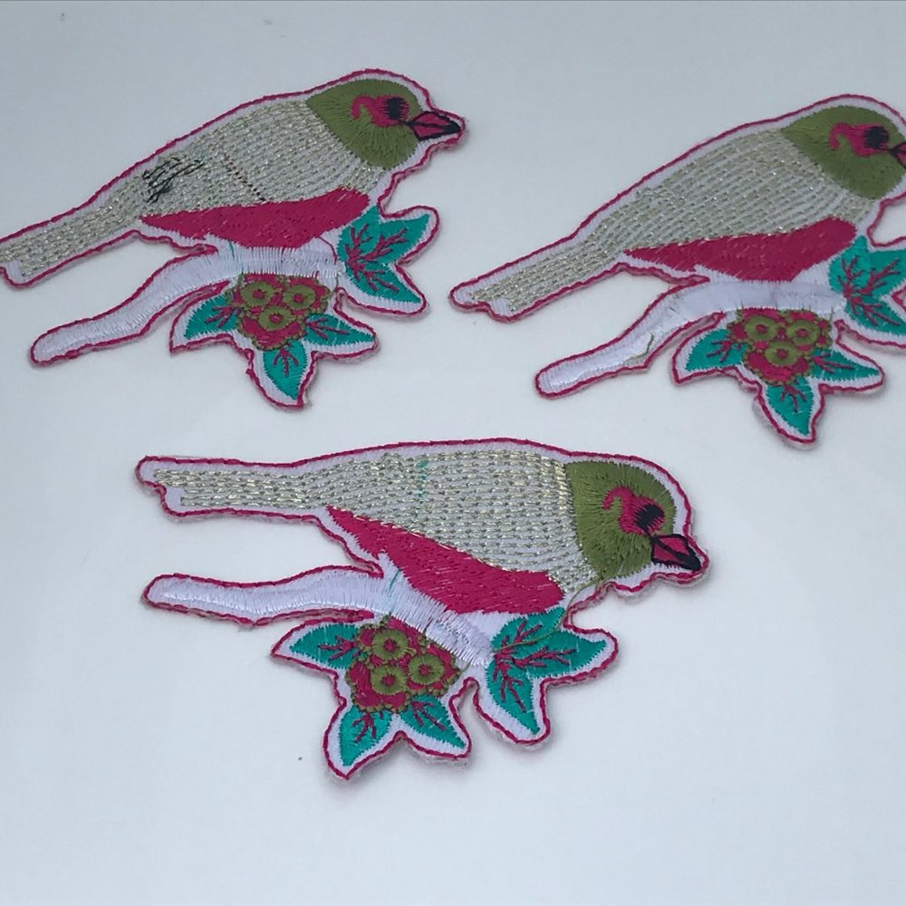 Lot of 3 Bird on Nest Iron On Patches Embroidery A - Picture 4 of 8